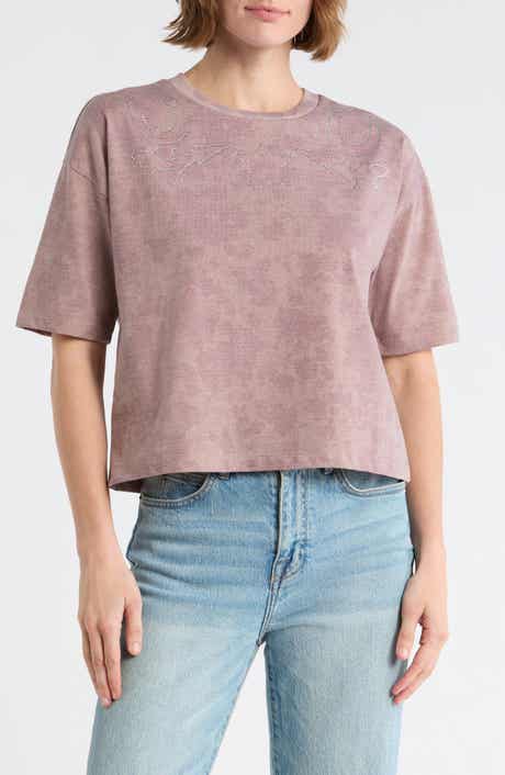 Hi Res Rhinestone Embellished Cotton T-Shirt