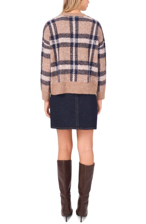 Vince Camuto Plaid Jacquard Sweater In Brown
