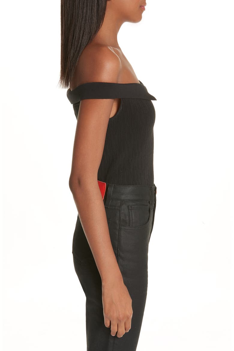 x Paramount Grease Ribbed Off the Shoulder Top (Nordstrom Exclusive), Alternate, color, DANNY BLACK