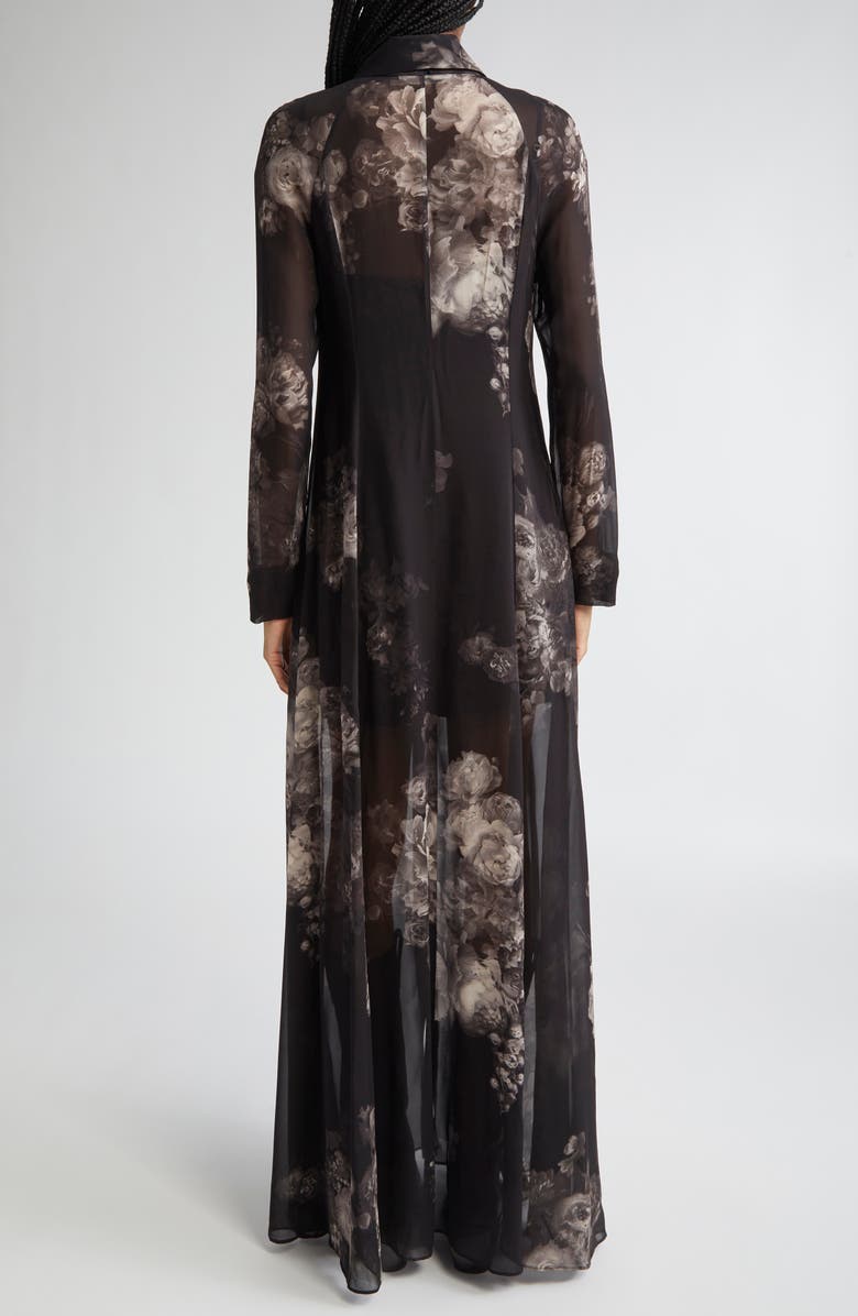 Hypnotic Floral Print Long Sleeve Georgette Shirtdress