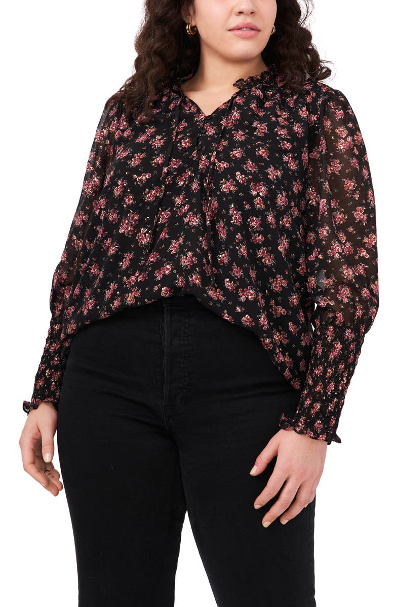 1.STATE Floral Print Smocked Top, Main, color,