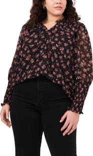 1.STATE Floral Print Smocked Top