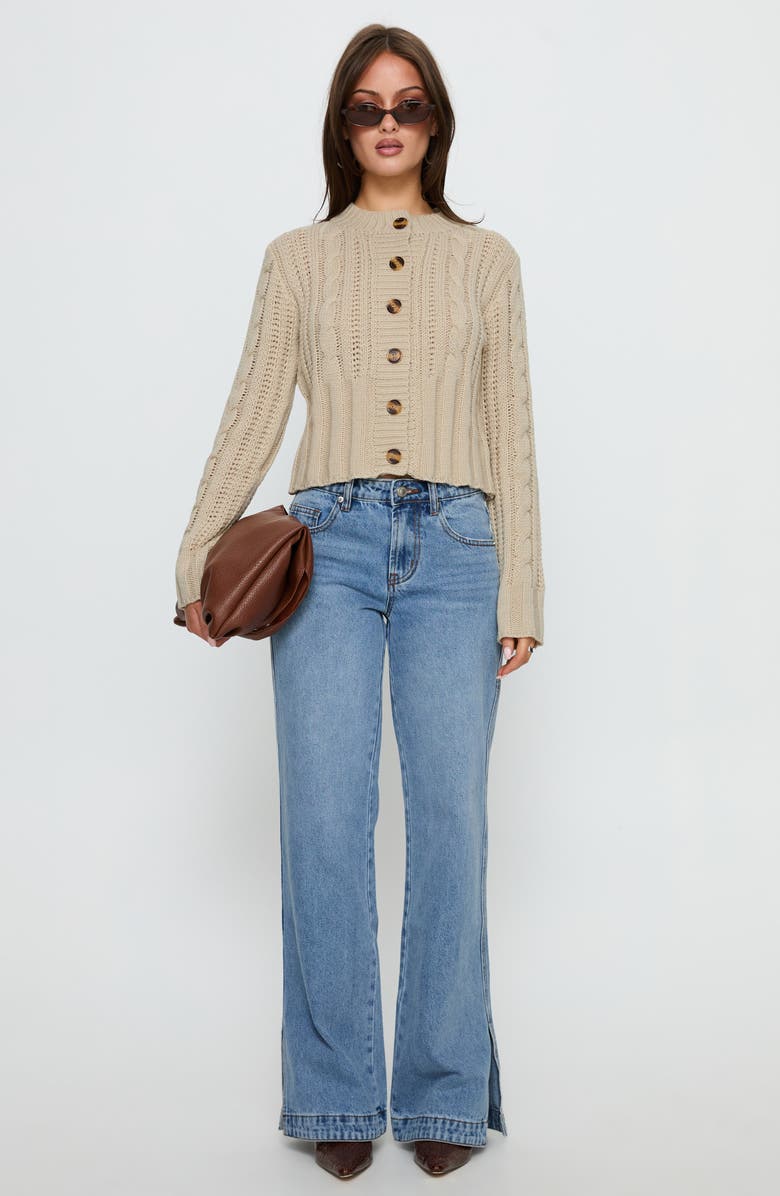 Princess Polly Donielle Cable Cardigan, Alternate, color, Beige