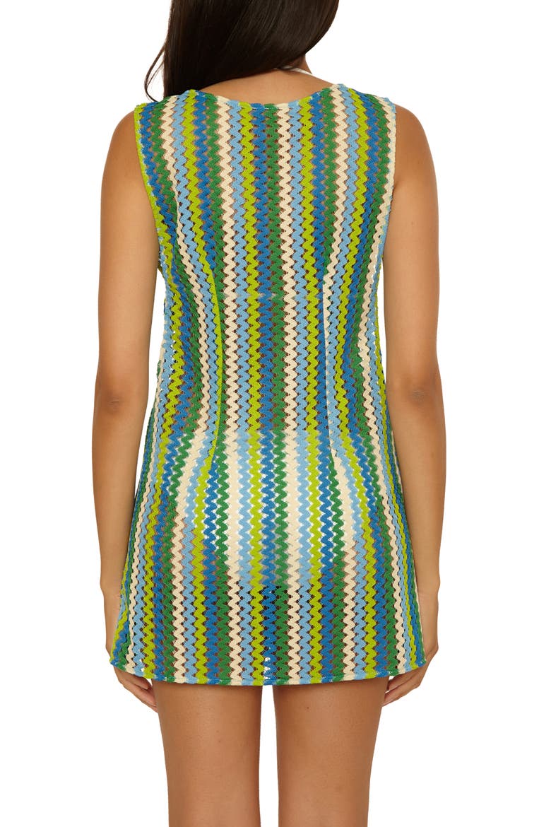 Island Waves Sheer Cover-Up Mini Sundress, Alternate, color, GREEN APPLE