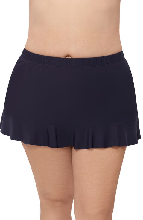 Plus Size High Waist Slimming Ruffle Skirt Swimsuit Bottom
