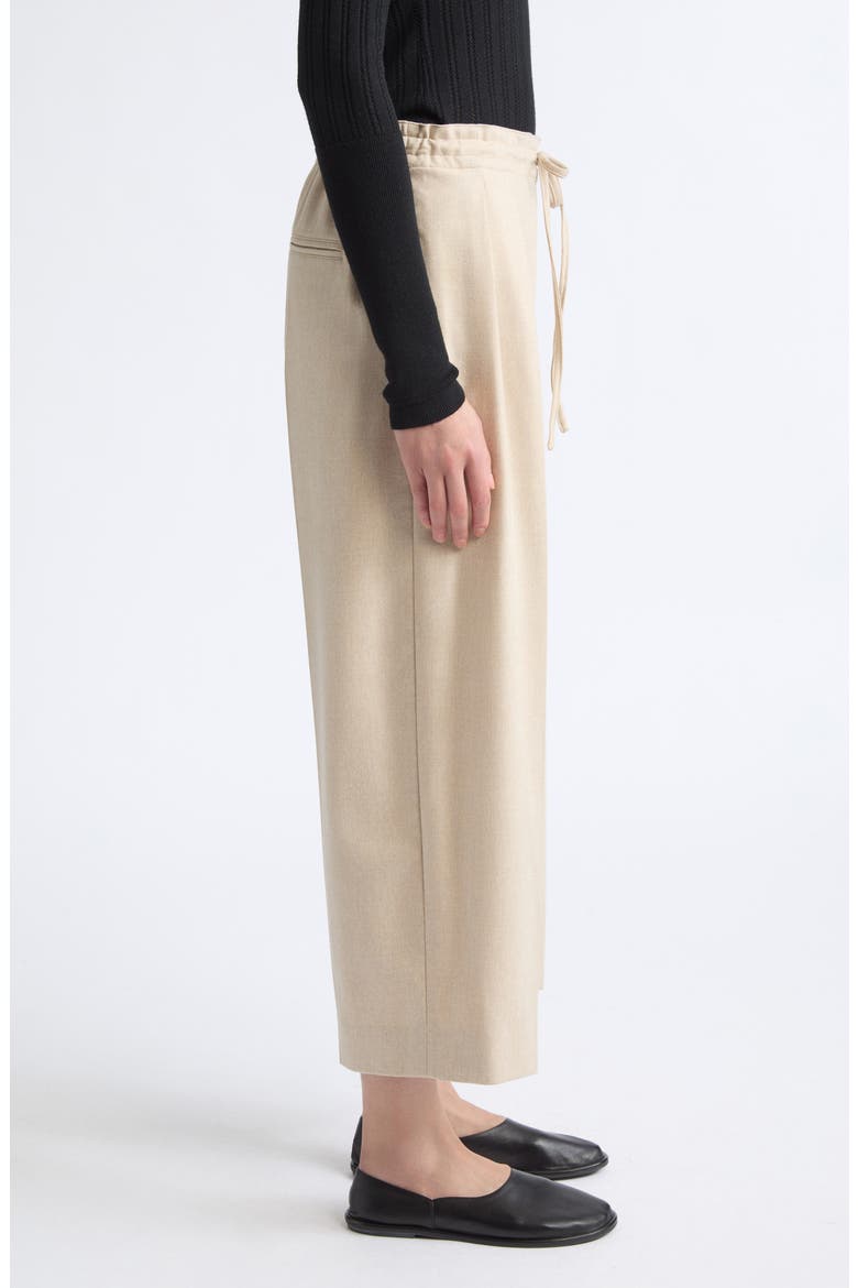 Pleated Stretch Wool & Cashmere Drawstring Trousers, Alternate, color, OATMEAL