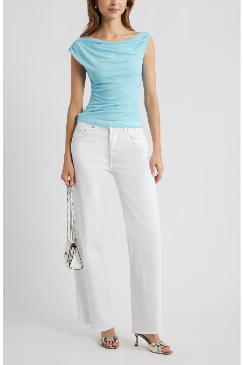 Cap Sleeve Mesh Top, Alternate, color, BLUE ATOMIZER