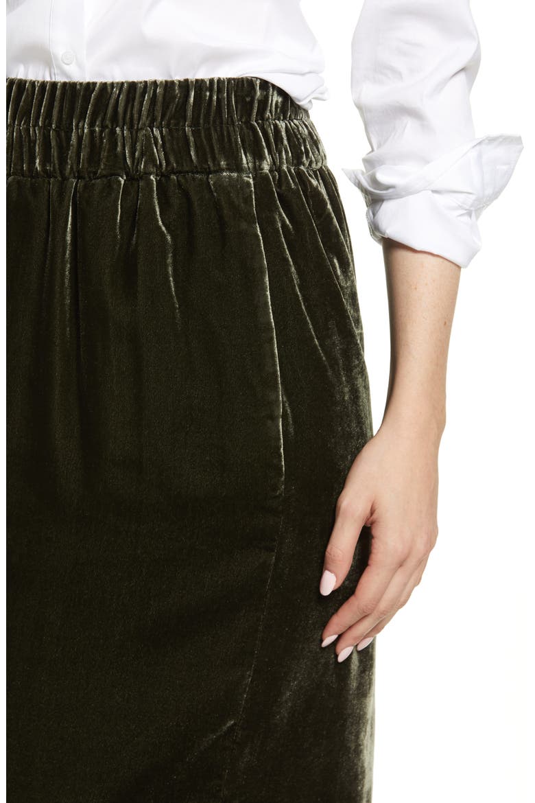 Pull-On Velvet Skirt, Alternate, color, DARK MOSS