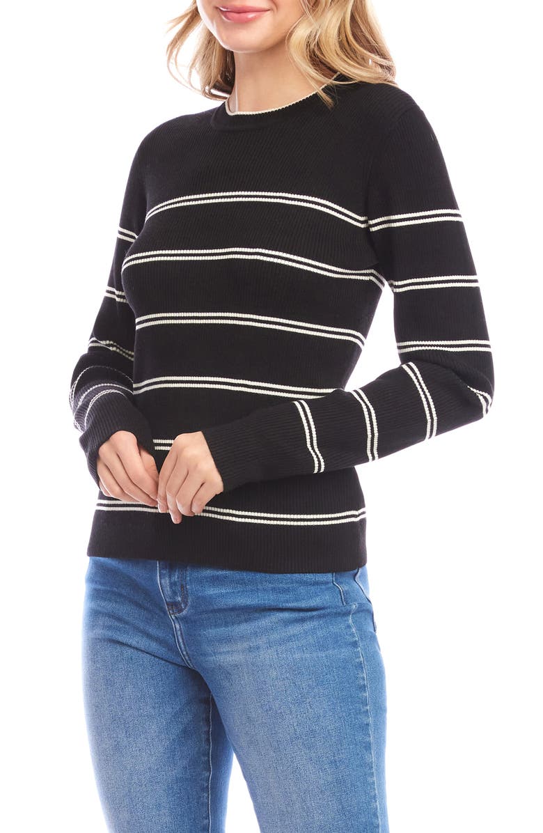 Karen Kane Stripe Rib Sweater, Alternate, color, Black Cream