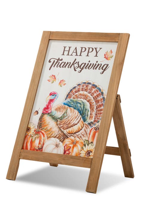Thanksgiving Wooden Turkey Easel Porch Sign