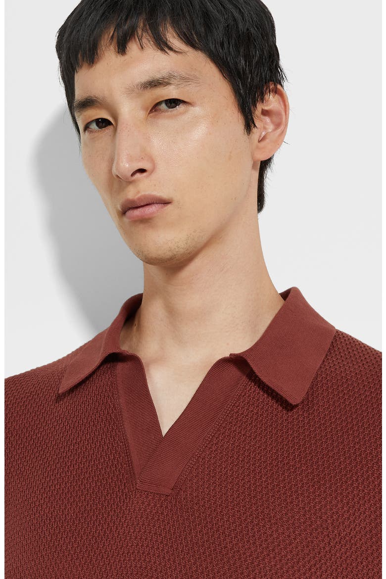 Waffle Knit Premium Cotton Polo Sweater, Alternate, color, MEDIUM ORANGE SOLID