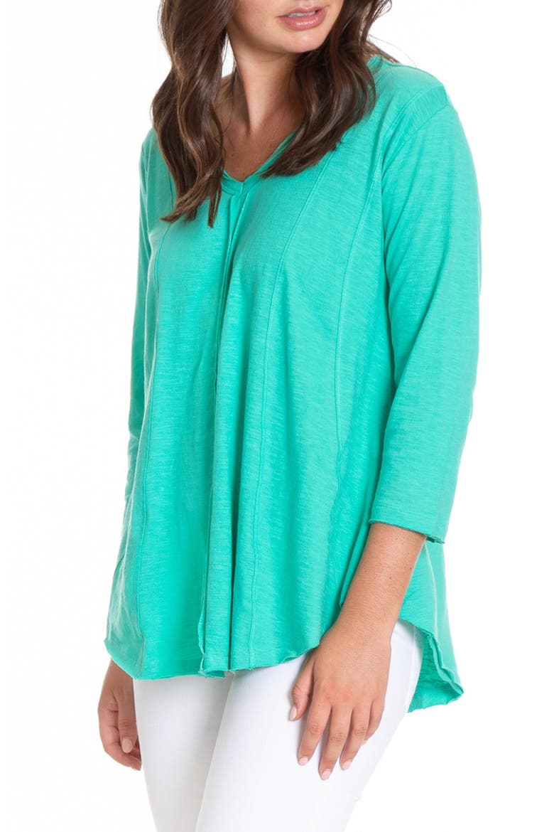 Slub Cotton V-Neck T-Shirt, Alternate, color, GARDEN GREEN