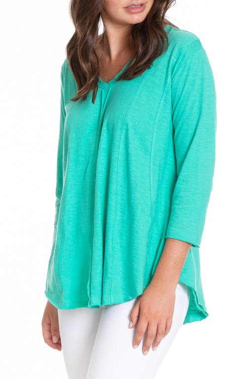 Apny Slub Cotton V-neck T-shirt In Garden Green