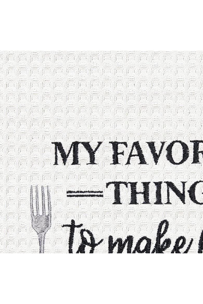 Dinner Reservations Kitchen Embroidered Waffle Hand Towel, Alternate, color, Black