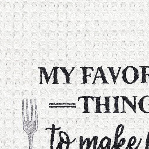 C & F Home C&f Home Dinner Reservations Kitchen Embroidered Waffle Hand Towel In White