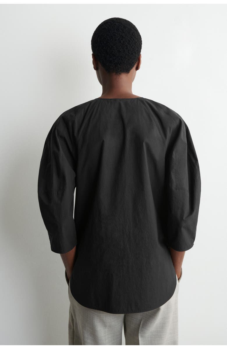 COS Sculptural Pima Cotton-Poplin Blouse, Alternate, color, Black
