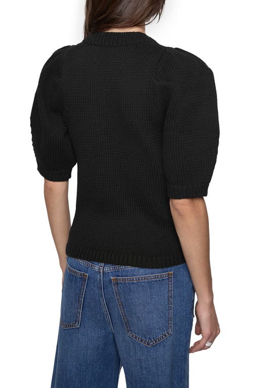 Rebecca Minkoff Celeste Puff Sleeve Cotton Blend Sweater In True Black