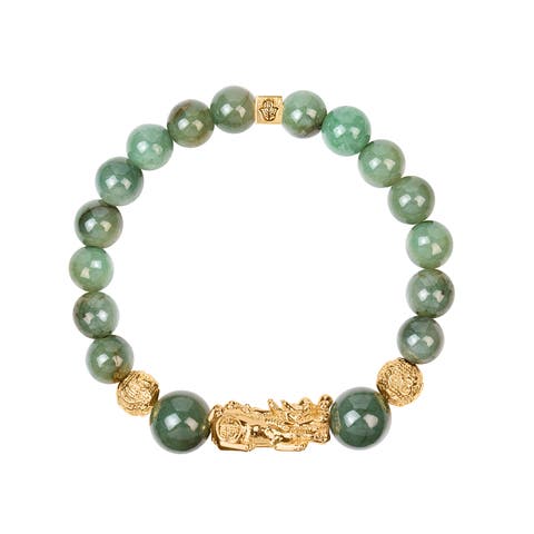 Men's Jade Dragon Charm Beaded Bracelet Fulfillment of Potential