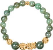 Karma and Luck Men's Jade Dragon Charm Beaded Bracelet Fulfillment of Potential