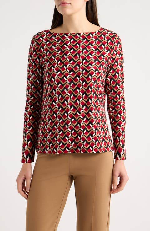 Geometric Boat Neck Top