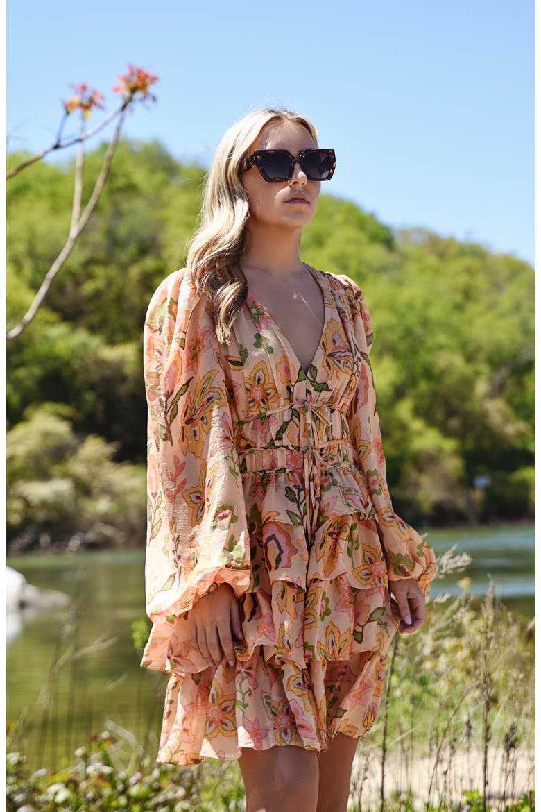 Gold Garden Metallic Mini Dress, Alternate, color, Orange