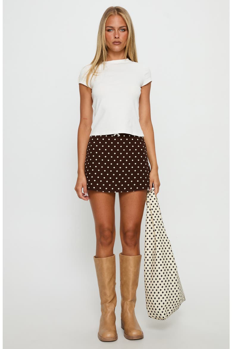 Tejano Polka Dot Miniskirt, Alternate, color, BROWN POLKA DOT