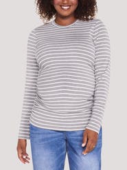 MOTHERHOOD MATERNITY Crew Neck Long Sleeve Side Ruched Top