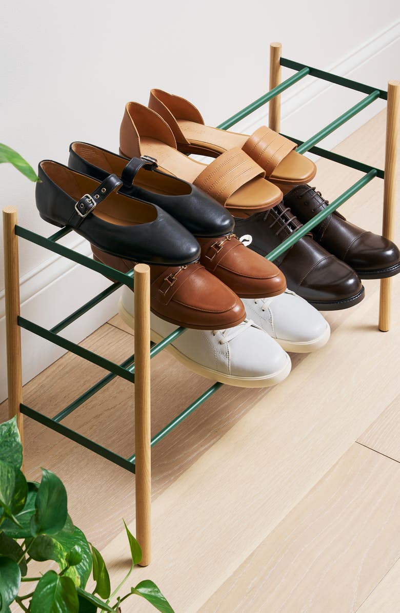 Yamazaki Expandable Three-Tier Shoe Rack, Alternate, color, Forest Green