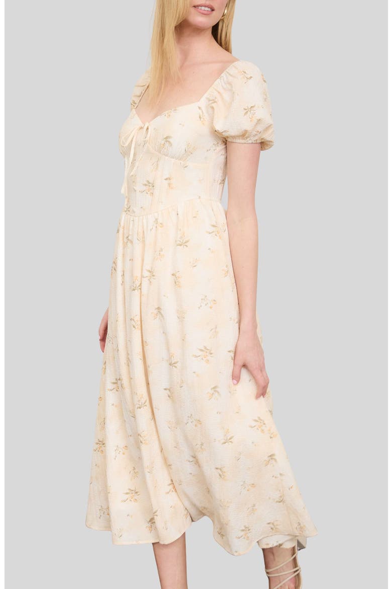 Floral Corset Midi Dress, Alternate, color, LIGHT KHAKI MULTI