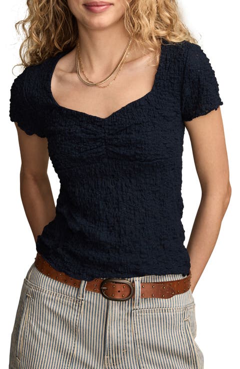 Textured Sweetheart Neck Knit Top