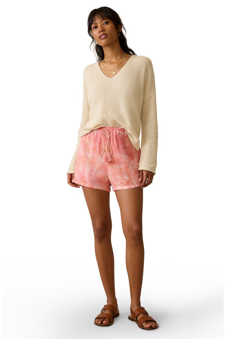 Dune Cotton Gauze Shorts, Alternate, color, CORAL SKIES TIE DYE