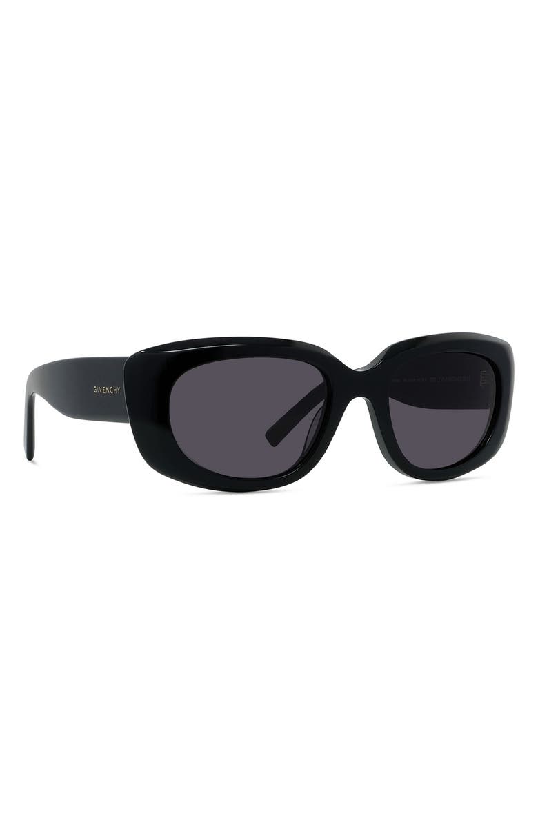 Givenchy GV Day 54mm Geometric Sunglasses, Alternate, color, Shiny Black / Smoke
