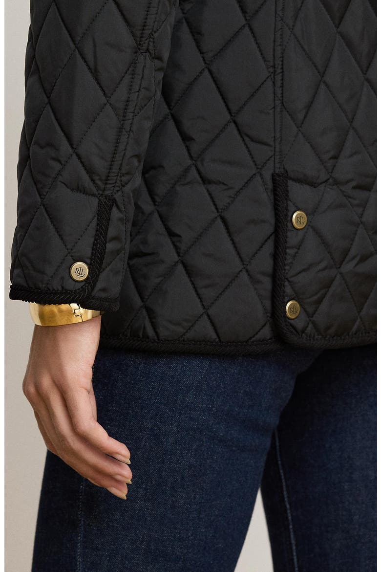 Butterpile Crest Quilted Jacket, Alternate, color, BLACK