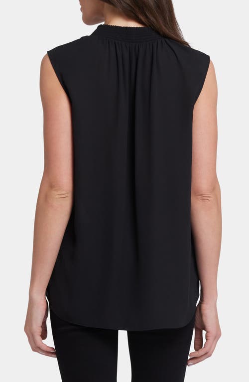 Nydj Gemma Sleeveless Smocked Neck Top In Black