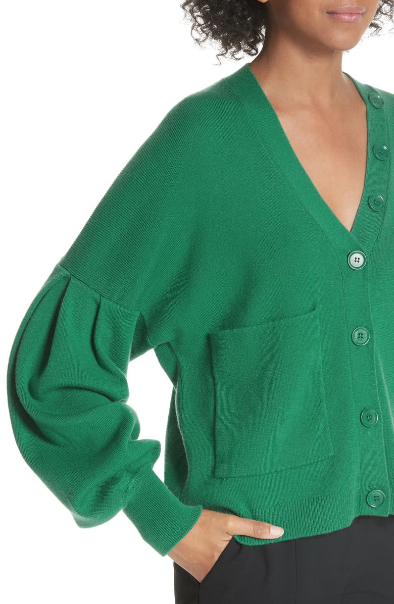 Tibi Pleated Sleeve Cardigan, Alternate, color, 