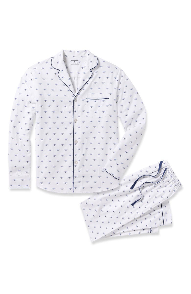 Petite Plume Buzzing Bees Cotton Pajamas, Alternate, color, White