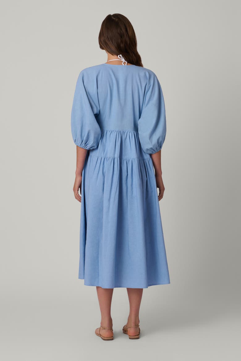 Embroidered Linen Evora Midi Coverup, Alternate, color, Blue