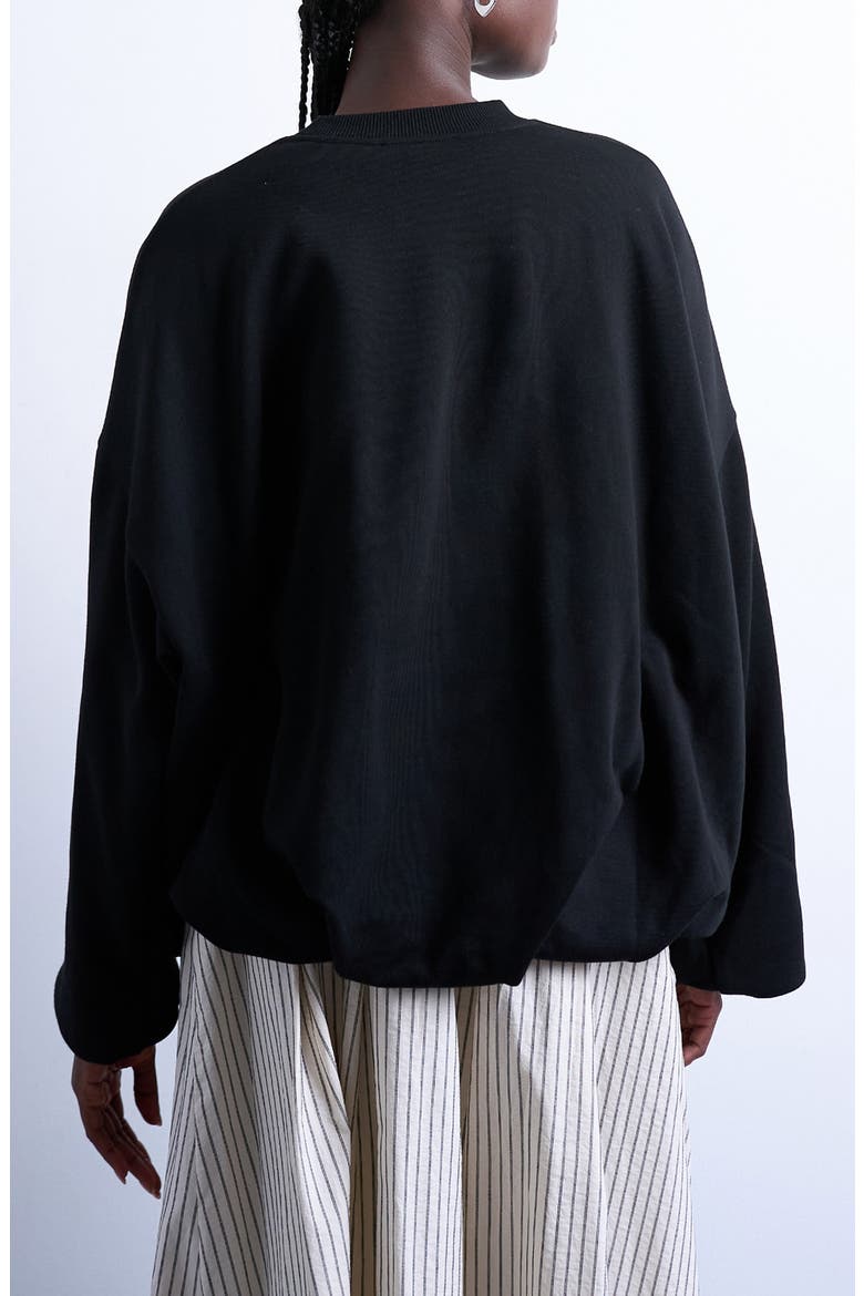 Balloon Hem Sweatshirt, Alternate, color, BLACK