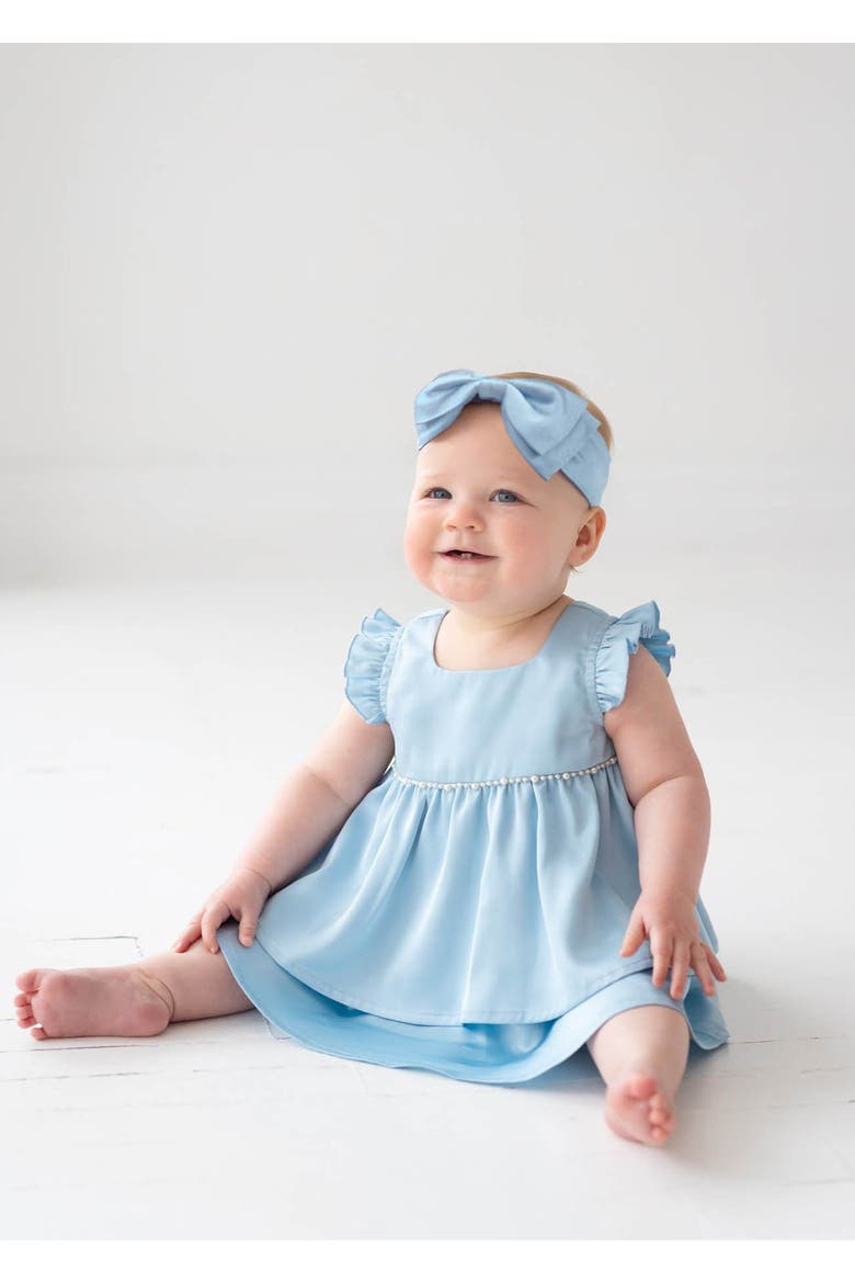 Pearly Girly Flutter Sleeve Dress, Alternate, color, Blue