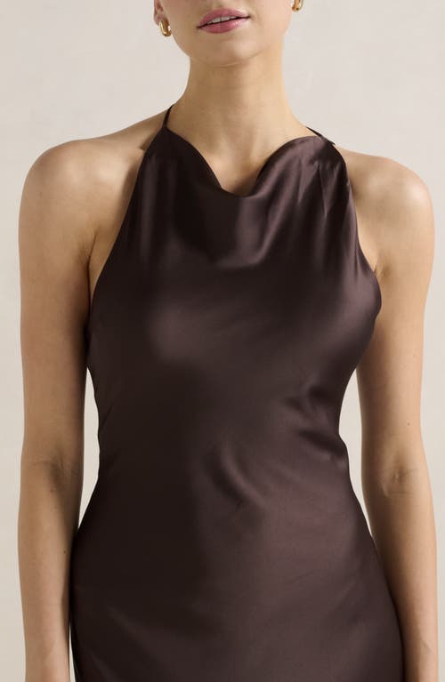 Ever New Ariat Open Back Satin Halter Dress In Brown