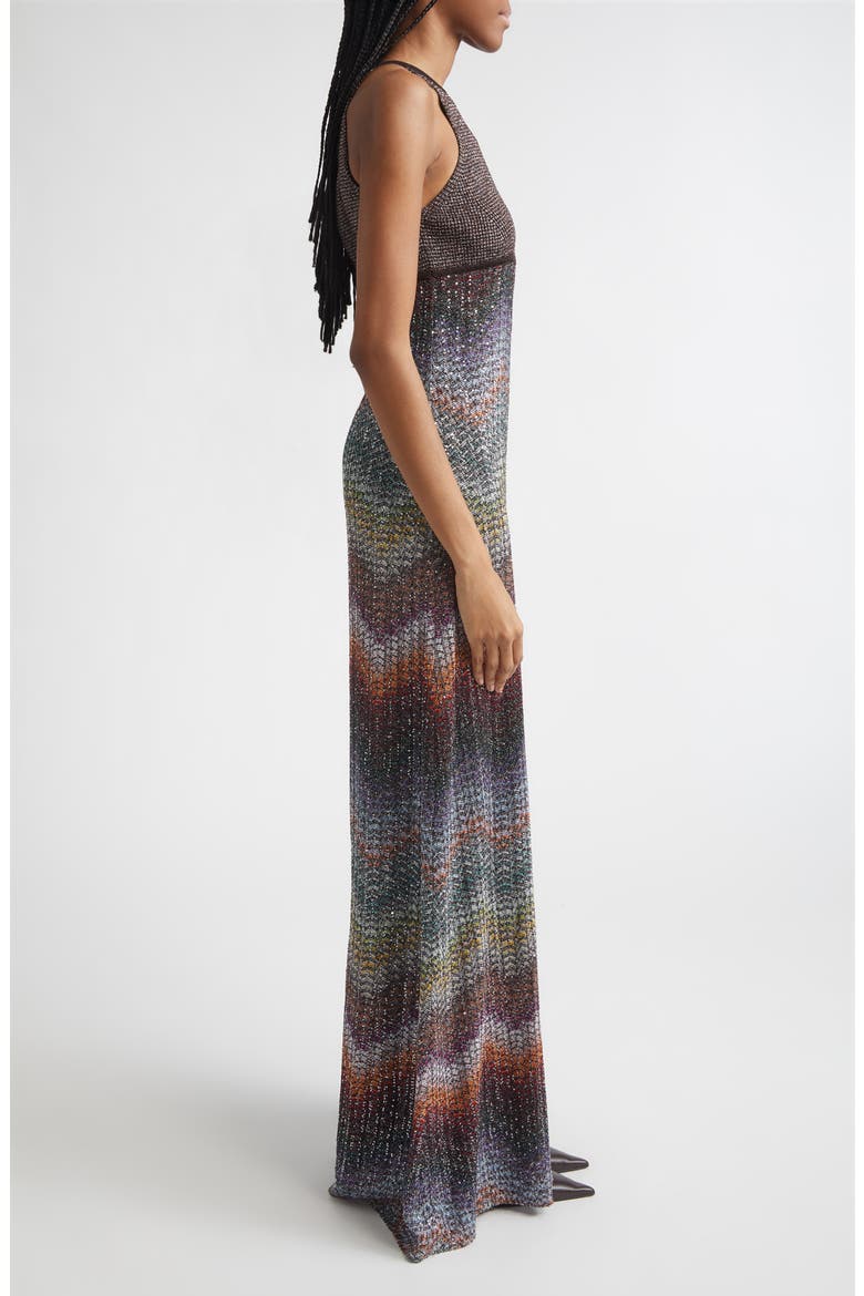 Greek Zigzag Sequin Lamé Dress, Alternate, color, MULTI DARK