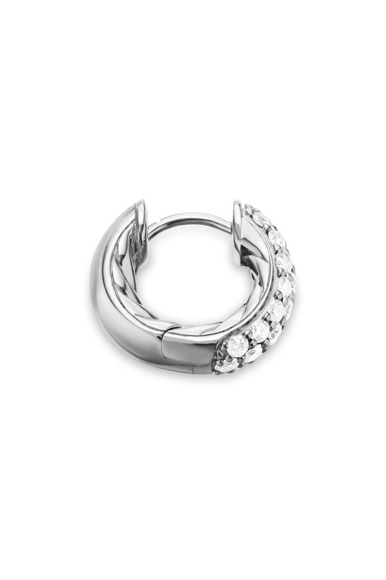 Sculpted Cable Micro Pavé Hoop Earrings in Sterling Silver, Alternate, color, STERLING SILVER/ DIAMOND
