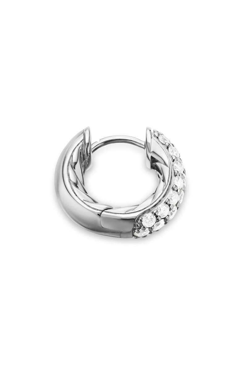 David Yurman Sculpted Cable Micro Pavé Hoop Earrings in Sterling Silver, Alternate, color, Sterling Silver/ Diamond