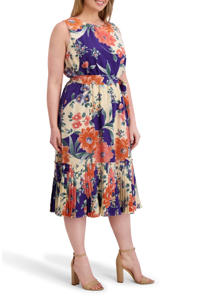 Floral Sleeveless Midi Dress, Alternate, color, PURPLE MULTI