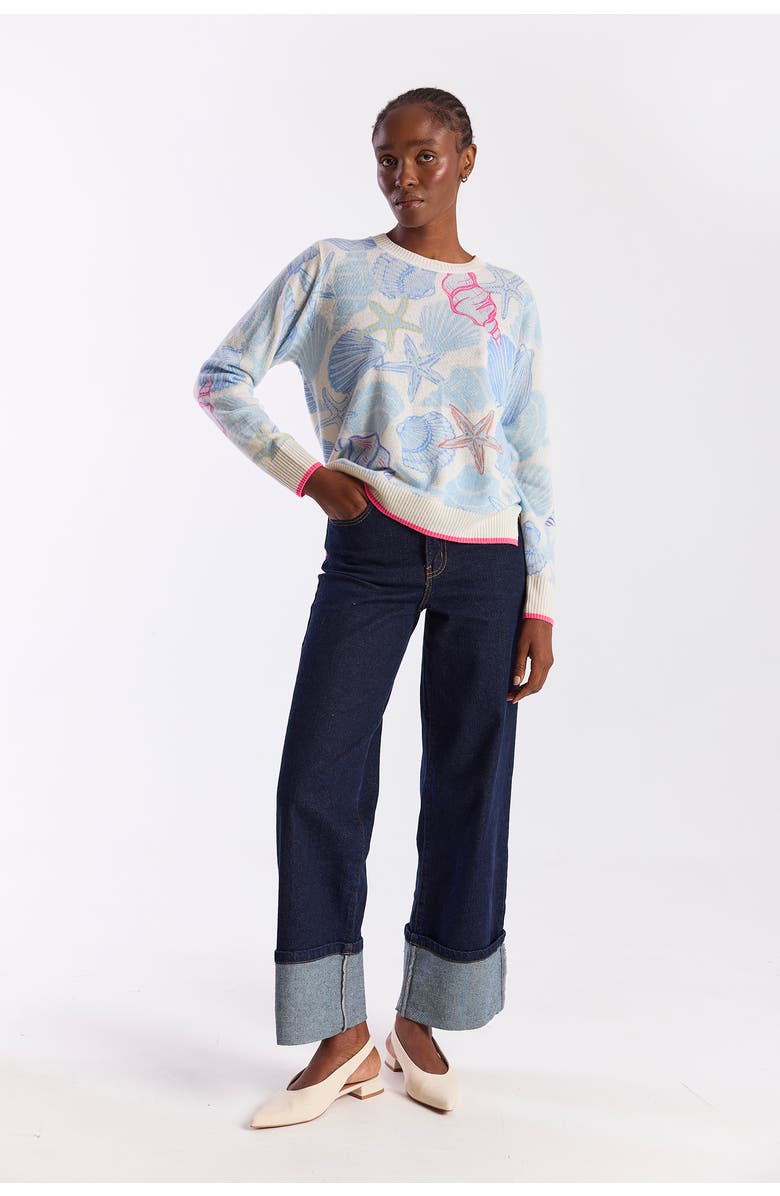 Brodie Pure Cashmere Scatter Shell 100% Cashmere Crew Sweater, Alternate, color, Organic White