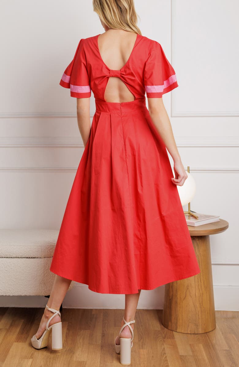 FLYING TOMATO Short Sleeve Fit & Flare Midi Dress, Alternate, color, 