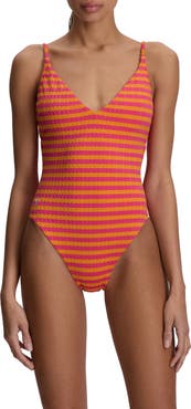 Polo Ralph Lauren Stripe Jacquard One-Piece Swimsuit