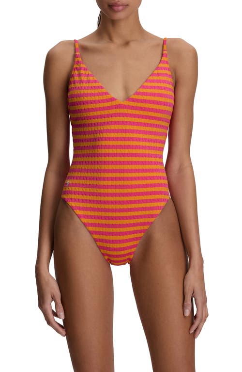 Polo Ralph Lauren Stripe Jacquard One-piece Swimsuit In Multi