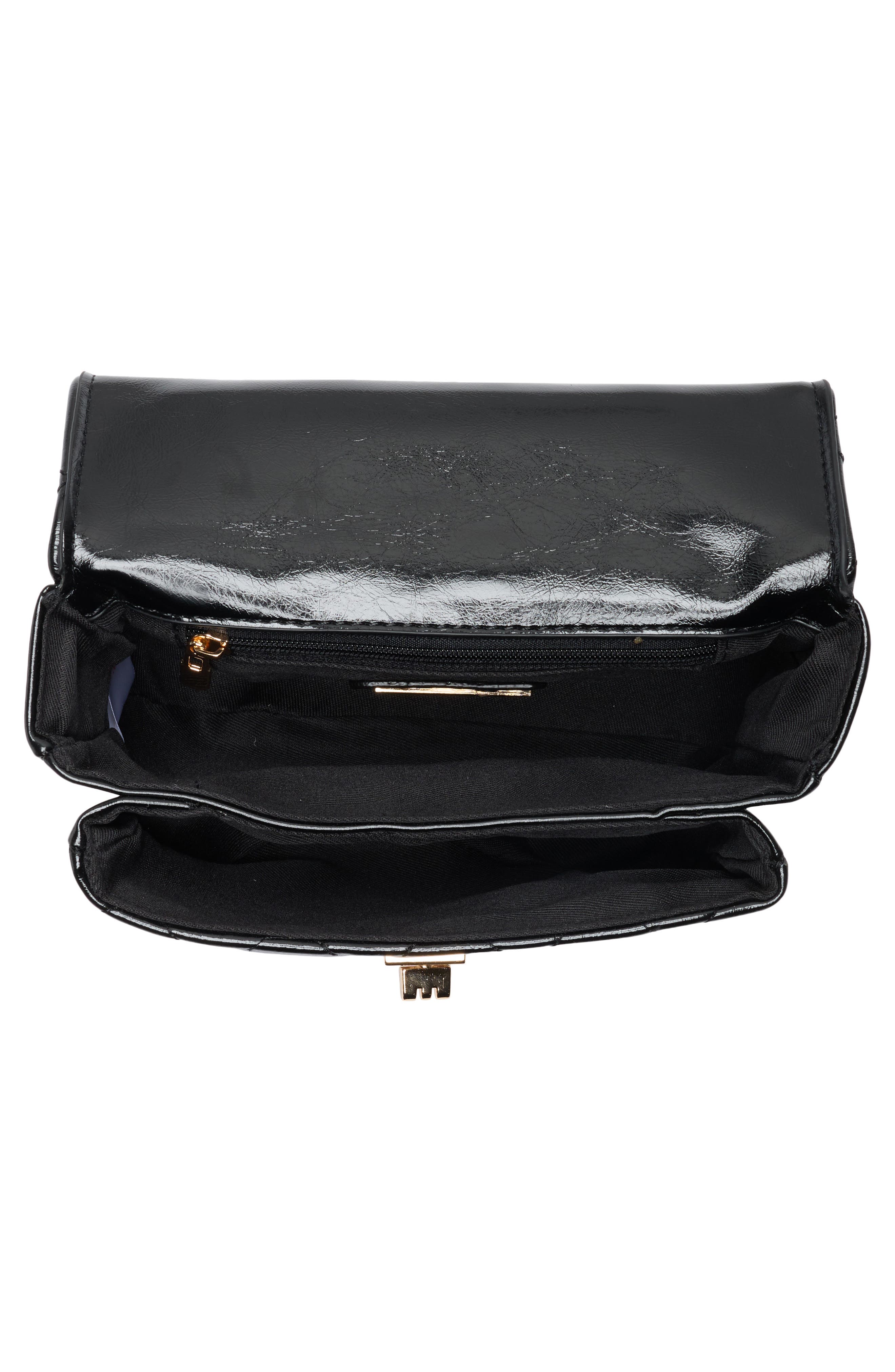 Quilted Faux Leather Crossbody Bag, Alternate, color, BLACK