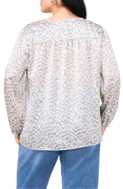 VINCE CAMUTO VINCE CAMUTO ABSTRACT PRINT SATIN BUTTON-UP SHIRT